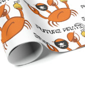 未来海賊カニパーソナライズされた誕生日シャワー ラッピングペーパー (ロールコーナー)