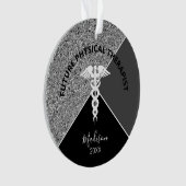 未来物理セラピスト医療銀モノグラム オーナメント (正面)