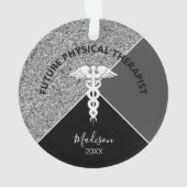 未来物理セラピスト医療銀モノグラム オーナメント (裏面)