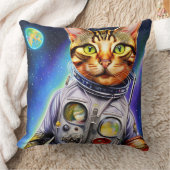 未来的おもしろい宇宙飛行士の猫 クッション (ブランケット)