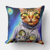 未来的おもしろい宇宙飛行士の猫 クッション (正面)