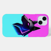未来的お洒落な犬のシルエット – Neon Blue & Pink Case-Mate iPhoneケース (裏面 (横))