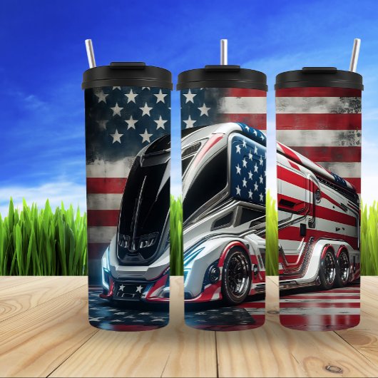 未来的なアメリカ国旗のバス タンブラー