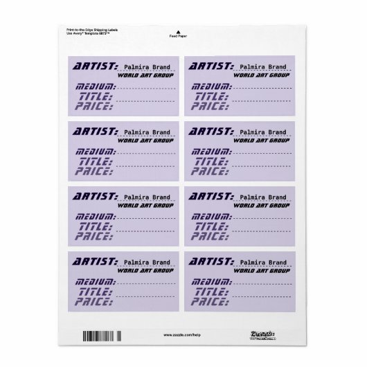 未来的なアーティスト価格ラベルラベル ラベル (フルシート)