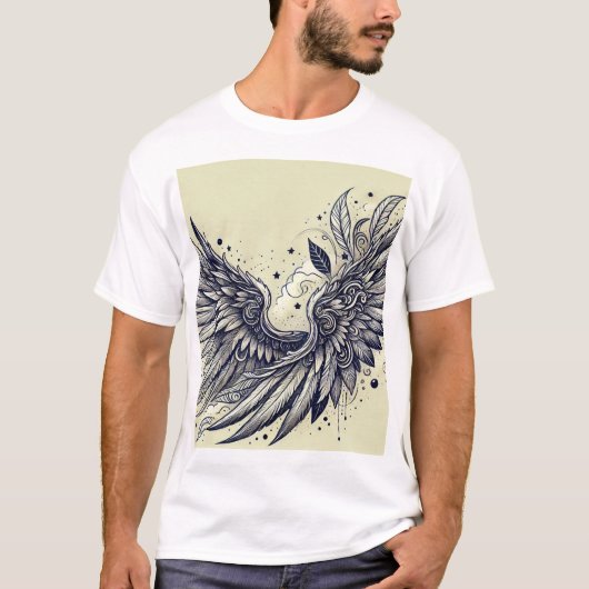 未来的なウィングタトゥーティー Tシャツ (正面)