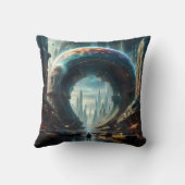 未来的なエイリアン惑星ポータルと魔法ゲート クッション (裏面)