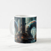 未来的なエイリアン惑星ポータルと魔法ゲート コーヒーマグカップ (正面左)