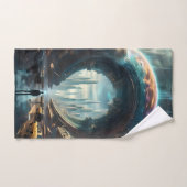 未来的なエイリアン惑星ポータルと魔法ゲート バスタオルセット (ハンドタオル)