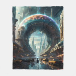 未来的なエイリアン惑星ポータルと魔法ゲート フリースブランケット