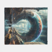 未来的なエイリアン惑星ポータルと魔法ゲート フリースブランケット (正面(横))
