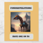 未来的なキリンのロボットおめでとう ワインラベル (シングルラベル)