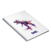 未来的なグリッチT-Rex恐竜 子供の名前付き ノートブック (右側)