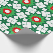 未来的なグリーンクリスマススター ラッピングペーパー (角)