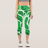 未来的なグリーン抽象芸術形状 カプリレギンス (正面)