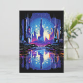 未来的なサイバーパンクシティスカイライン シーズンカード (スタンド正面)