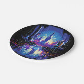 未来的なサイバーパンクシティスカイライン ペーパープレート (アングル)