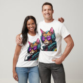 未来的なサイバーパンク猫 Tシャツ (ユニセックス)