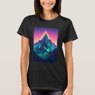 未来的なサイバー山脈と洗練されたデジタルな雰囲気 Tシャツ