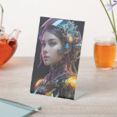 未来的なサイボーグガール 台座サイン (インサイチュ)