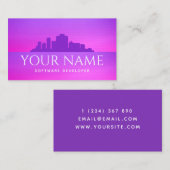 未来的なソフトウェア開発者レトロ都市景観 名刺 (正面/裏面)