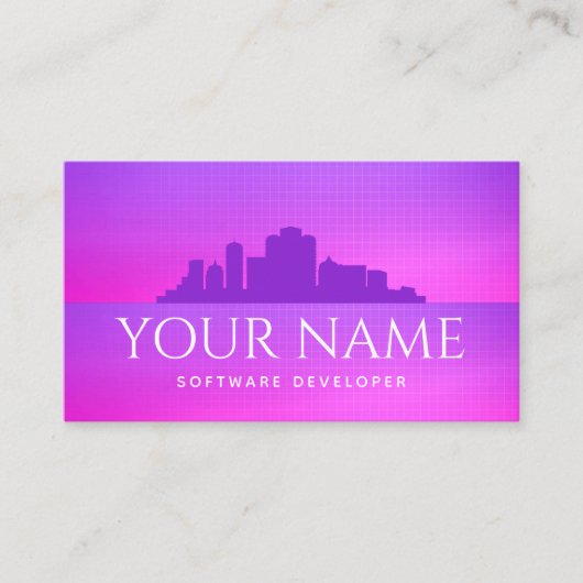 未来的なソフトウェア開発者レトロ都市景観 名刺 (正面)
