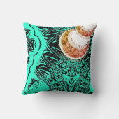 未来的なターコイズ&オレンジクレメンズクッション クッション (裏面)