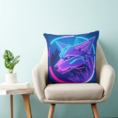 未来的なネオンウルフ顔in幾何学芸術 クッション (椅子)