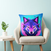未来的なネオンウルフ顔in幾何学芸術 クッション (椅子)
