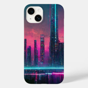未来的なネオンサイバーパンクシティスケープiPhone 14ケース Case-Mate iPhone 14ケース