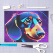 未来的なネオンダシュント犬 薄葉紙 (クラフト)