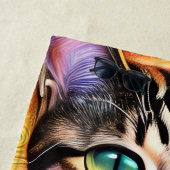 未来的なネオン猫 ビーチタオル (インサイチュ)