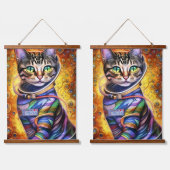未来的なネオン猫 吊り下げ型タペストリー (ダブル)