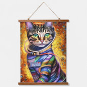未来的なネオン猫 吊り下げ型タペストリー (正面2)
