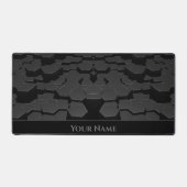 未来的なネオン白熱［赤熱］光を放つブラック六角形 デスクマット (正面)