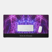 未来的なネオン白熱［赤熱］光を放つライト網構造 デスクマット (キーボード&マウス)