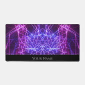 未来的なネオン白熱［赤熱］光を放つライト網構造 デスクマット (正面)