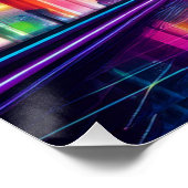 未来的なネオン街並み – はっきりしたサイバーパンクデザイン ポスター (コーナー)