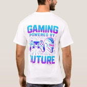 未来的なネオン デザインがゲーミングをパワーアップ Tシャツ (裏面)