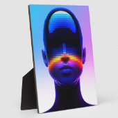 未来的なピクセルアートの肖像 - デジタルアブストラクト フォトプラーク (側面)