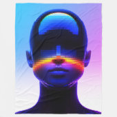 未来的なピクセルアートの肖像 - デジタルアブストラクト フリースブランケット (正面)