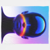 未来的なピクセルアートの肖像 - デジタルアブストラクト フリースブランケット (正面(横))