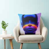 未来的なピクセルアートポートレート – デジタル抽象芸術 クッション (椅子)