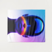 未来的なピクセルアートポートレート – デジタル抽象芸術 タペストリー (正面(横))