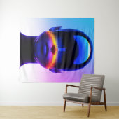 未来的なピクセルアートポートレート – デジタル抽象芸術 タペストリー (インサイチュ(横))