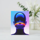 未来的なピクセルアートポートレート – デジタル抽象芸術 ポストカード (スタンド正面)