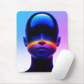 未来的なピクセルアートポートレート – デジタル抽象芸術 マウスパッド (マウス)