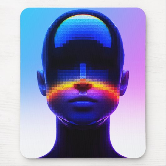 未来的なピクセルアートポートレート – デジタル抽象芸術 マウスパッド (正面)