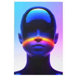 未来的なピクセルアートポートレート – デジタル抽象芸術 メタルプリント