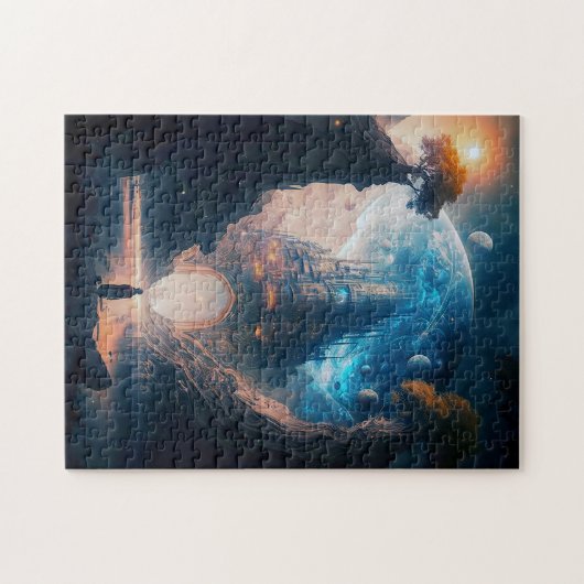 未来的なファンタジーキャッスルランドスケープジグソーパズル ジグソーパズル (横)