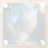 未来的なファンタジー城景観ガラスコースター ガラスコースター (裏面)